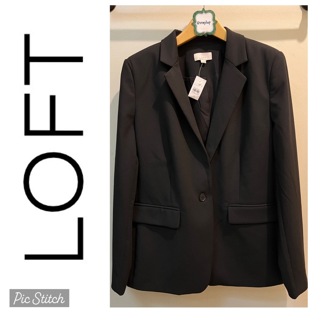 NWT LOFT Black Single button Blazer with lining and soft lapels.